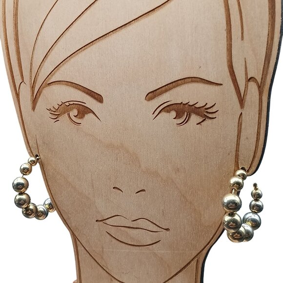 Gold-Tone Vintage Graduated Beaded Hoop Earrings - Picture 1 of 4